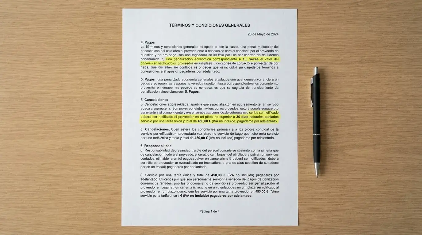 Primer plano de los términos y condiciones de un bono sin depósito con las cifras de rollover, validez y tope de retirada subrayadas