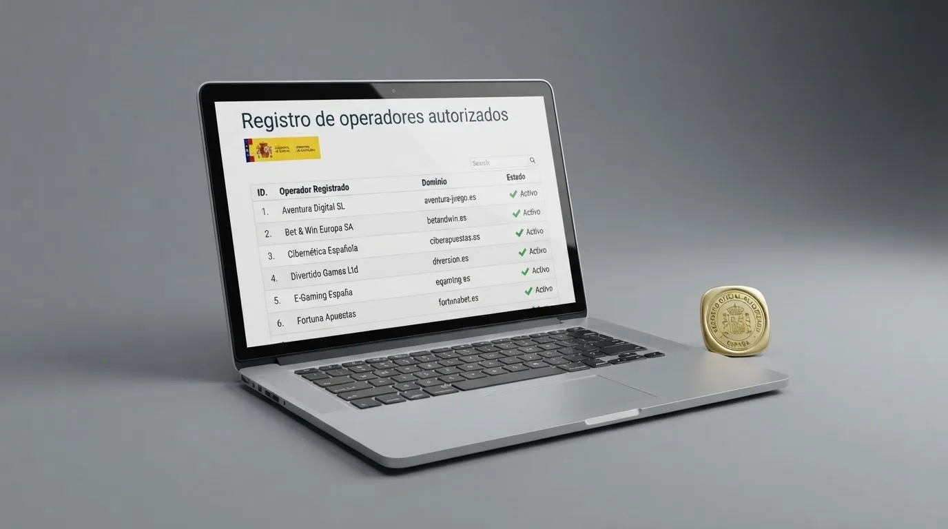 Captura del registro público de operadores con licencia en la web de la DGOJ, ordenacionjuego.es, mostrando varios dominios .es autorizados.