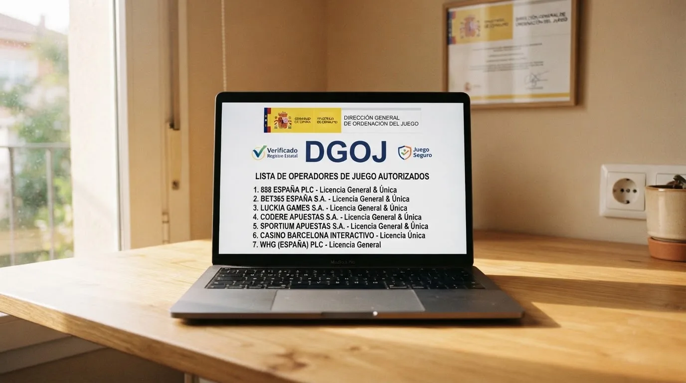 Pantalla del registro oficial de la DGOJ en ordenacionjuego.es con el listado de operadores autorizados