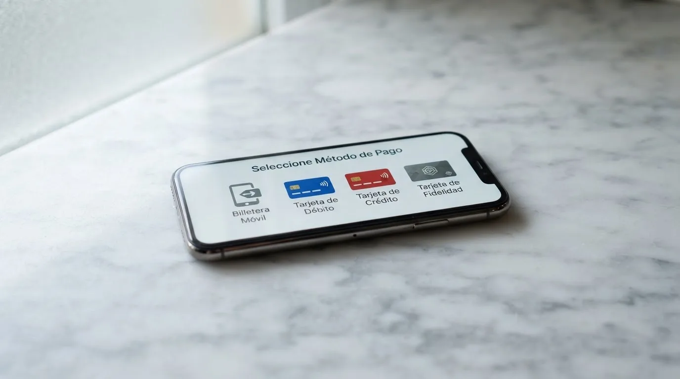 Un primer plano de un teléfono con los iconos de Bizum, VISA, Mastercard y una tarjeta de casino propia alineados como opciones de pago