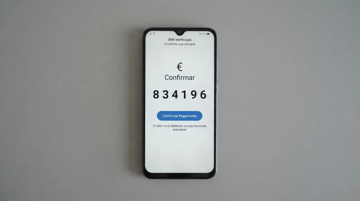 Teléfono móvil mostrando la pantalla de verificación de un código SMS de un solo uso para confirmar un depósito en un casino