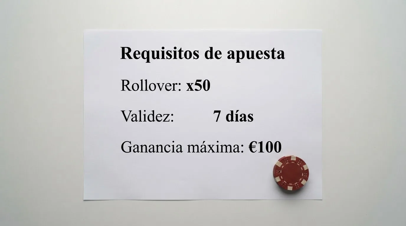 Primer plano de los términos y condiciones de un bono sin depósito: requisito de apuesta, plazo de validez y ganancia máxima